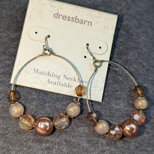 Dressbarn Gold and Brown Beaded Earrings